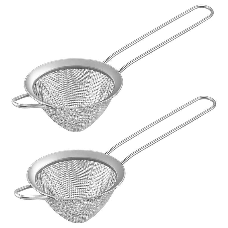 2pcs Stainless Steel Tea Strainer Small Conical Cone Mesh Strainer for Cocktails Coffee Juice Tea,