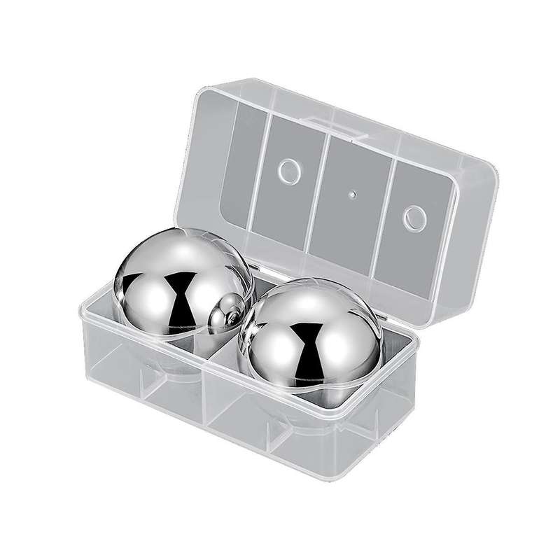 2pcs Stainless Steel Ice Cubes Quick-freeze Ice Balls Whiskey Round Kitchen Bar Utensils