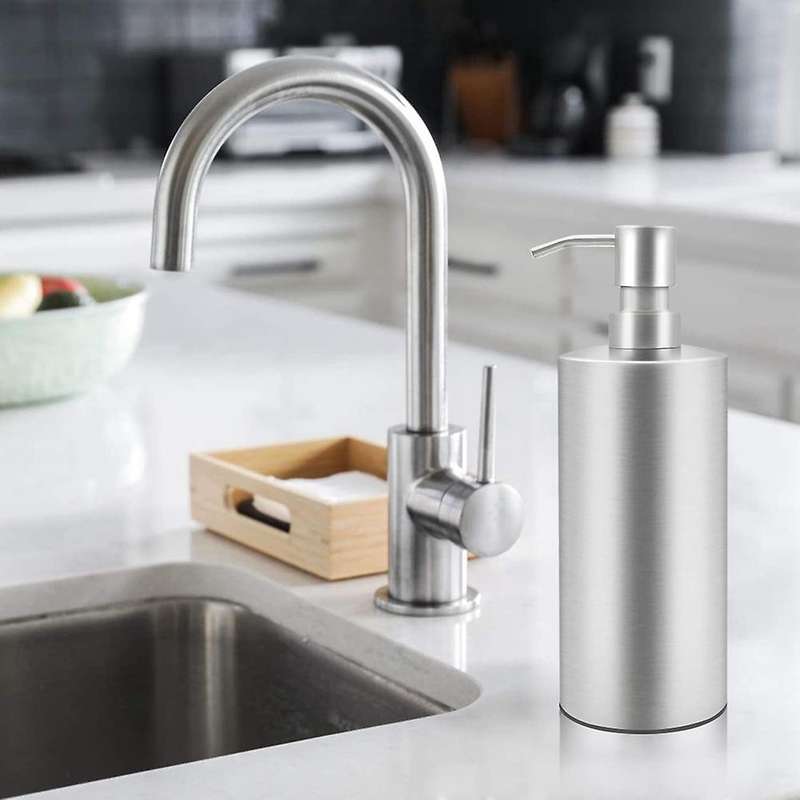 2pcs Stainless Steel Countertop Soap Dispenser - Rust and Leak Proof Liquid Pump for Kitchen Sink 5
