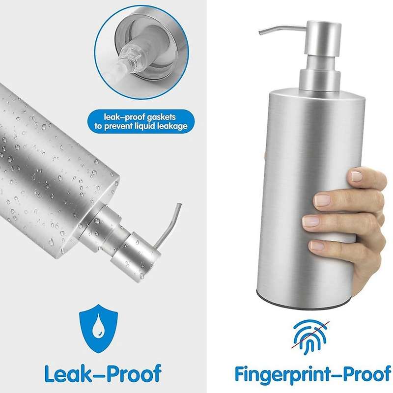 2pcs Stainless Steel Countertop Soap Dispenser - Rust and Leak Proof Liquid Pump for Kitchen Sink 5