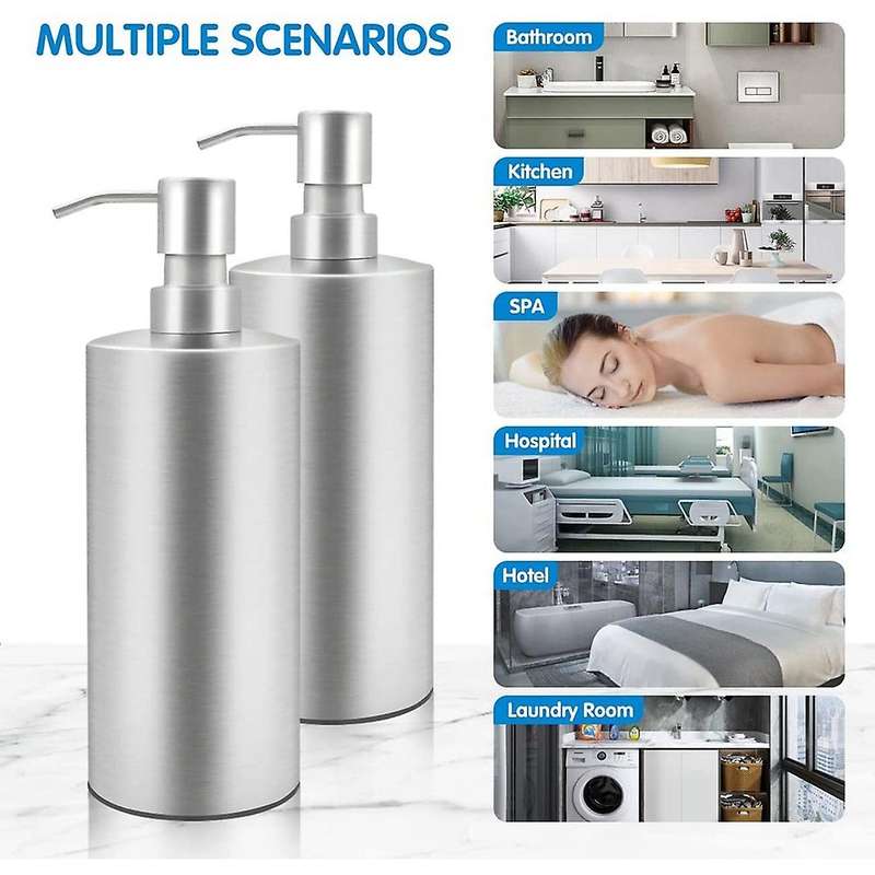 2pcs Stainless Steel Countertop Soap Dispenser - Rust and Leak Proof Liquid Pump for Kitchen Sink 5