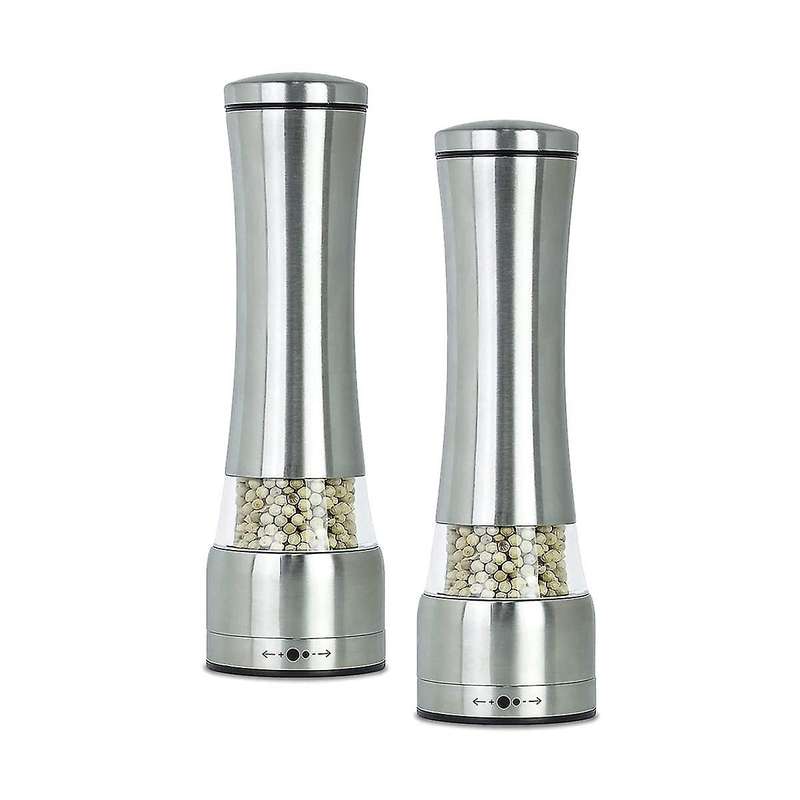 2pcs Stainless Steel Salt Pepper Grinder, Adjustable Coarse and Fine Sea Salt Grinder & Pepper Grin
