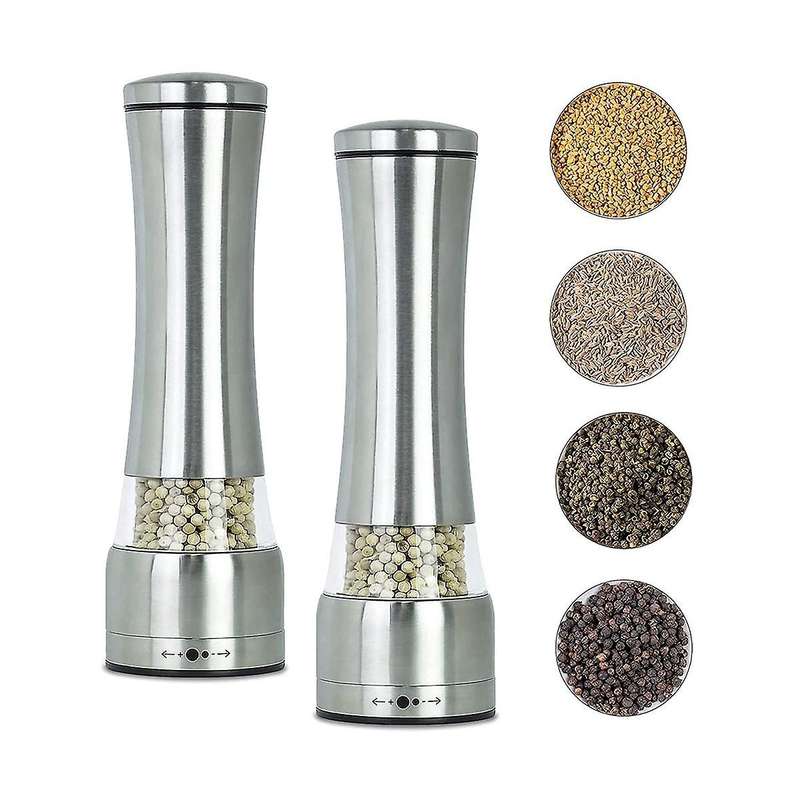 2pcs Stainless Steel Salt Pepper Grinder, Adjustable Coarse and Fine Sea Salt Grinder & Pepper Grin
