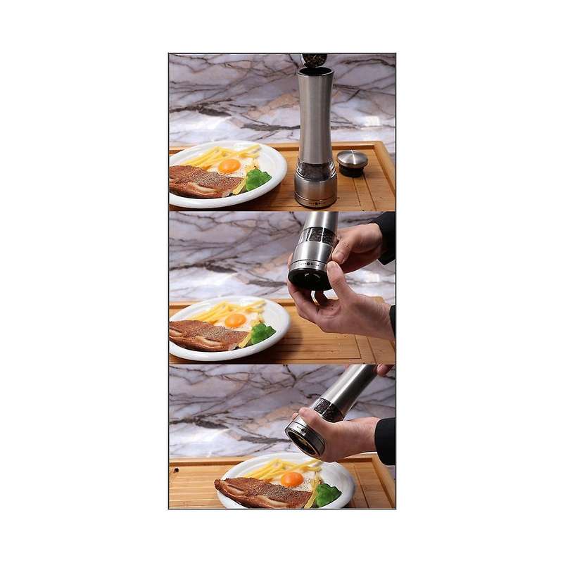 2pcs Stainless Steel Salt Pepper Grinder, Adjustable Coarse and Fine Sea Salt Grinder & Pepper Grin