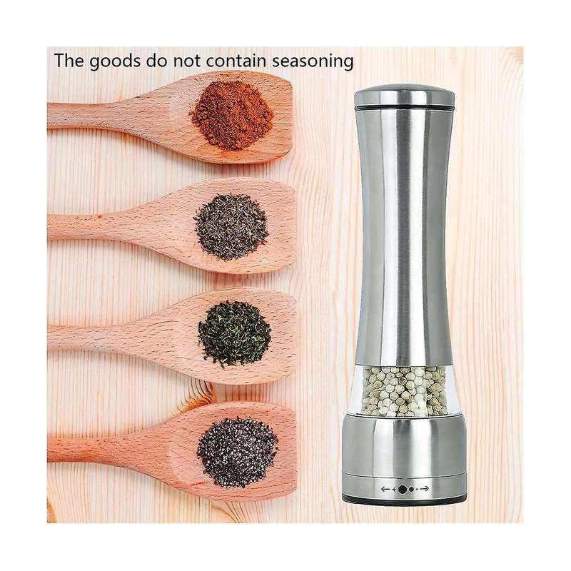 2pcs Stainless Steel Salt Pepper Grinder, Adjustable Coarse and Fine Sea Salt Grinder & Pepper Grin