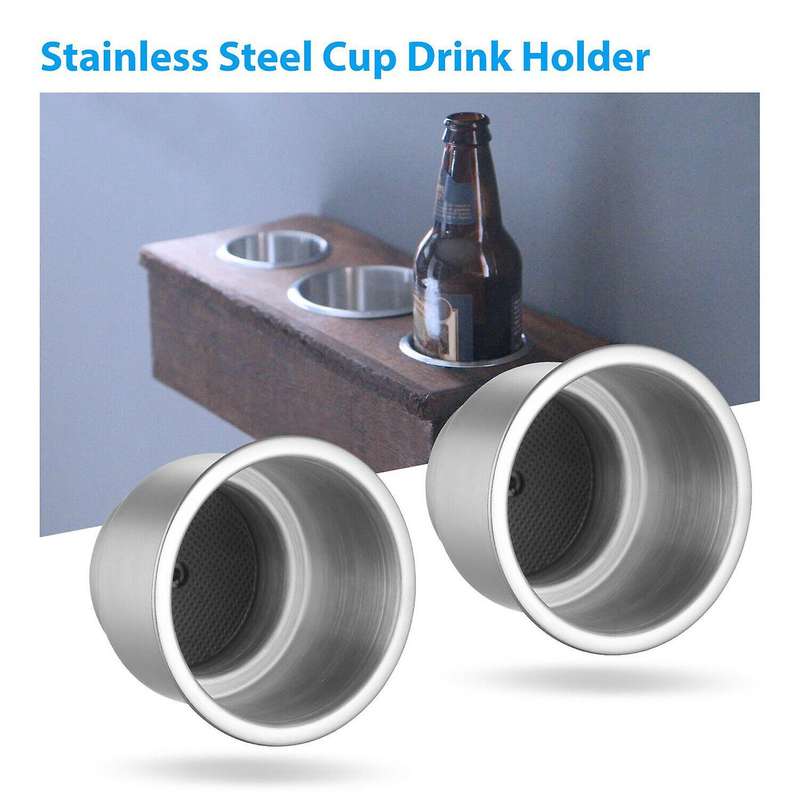 2Pcs Stainless Steel Cup Drink Holders for Marine Boat Car Truck RV W Drain