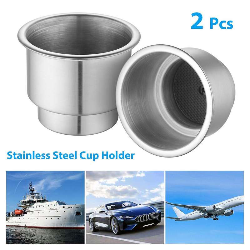 2Pcs Stainless Steel Cup Drink Holders for Marine Boat Car Truck RV W Drain