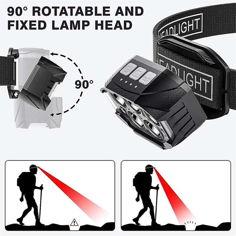 2pcs Strong Light 5LED Portable Head Light Lamp USB Rechargeable Outdoor Cycling Hiking Night Fishin