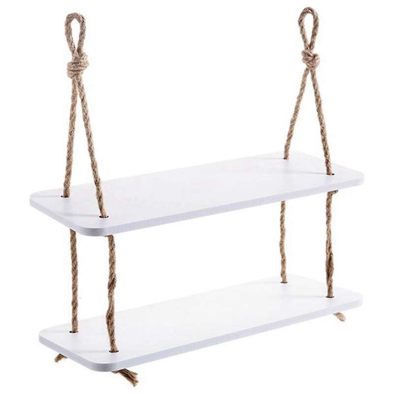 2PCS Storage Rack Decorative Wall Shelf Wall Hook Wooden Shelf Kitchen Storage Organization Storage