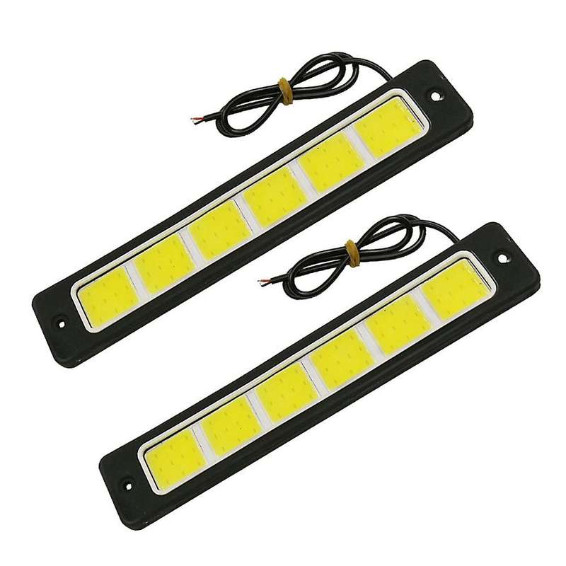 2pcs Super Led Daytime Running Lights Car Driving Fog Lamp Waterproof Flexible Drl Cob 190x35mm 12v