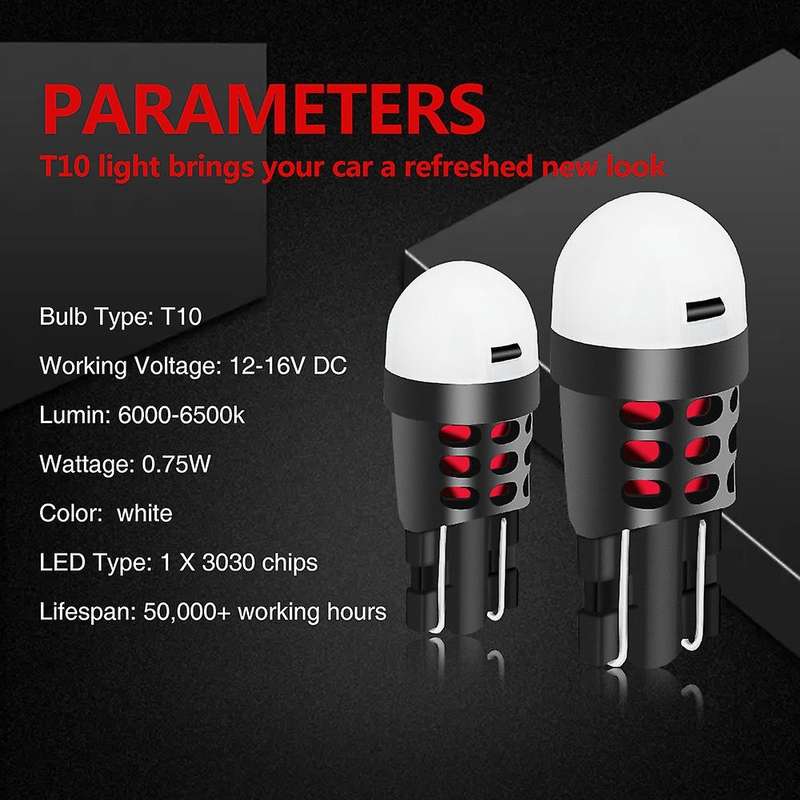 2pcs T10 W5w 194 168 3030 1smd 6500k Tail Bulb Car Led Clearance Lamp Door Lights for Licence Dome L