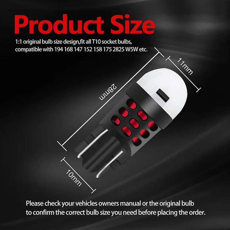 2pcs T10 W5w 194 168 3030 1smd 6500k Tail Bulb Car Led Clearance Lamp Door Lights for Licence Dome L