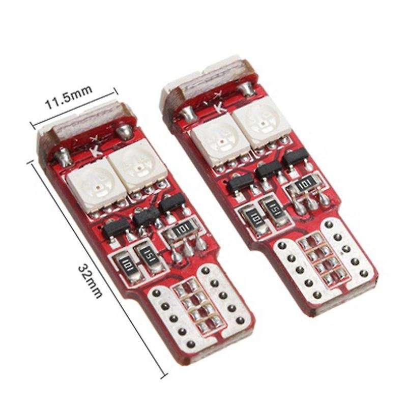 2pcs T10 W5W LED RGB Remote Control Lights Indicator Bulb Car Interior Wedge Side