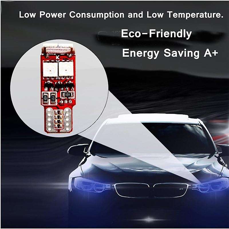 2pcs T10 W5W LED RGB Remote Control Lights Indicator Bulb Car Interior Wedge Side