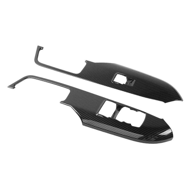 2Pcs Texture Door Handle Window Lift Button Decoration Frame Trim for 2015 2016 2017,Carbon Fiber Bl