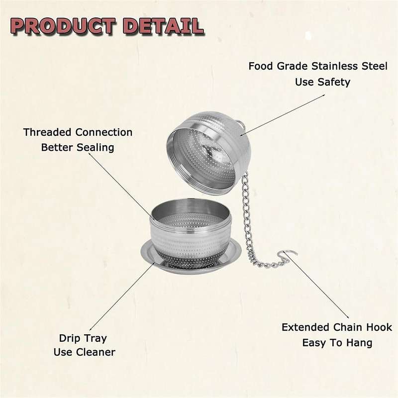 2Pcs Tea Infuser, Stainless Steel Tea Strainer, Ball Mesh Tea Strainer, for Tea, Spices and Most Cup