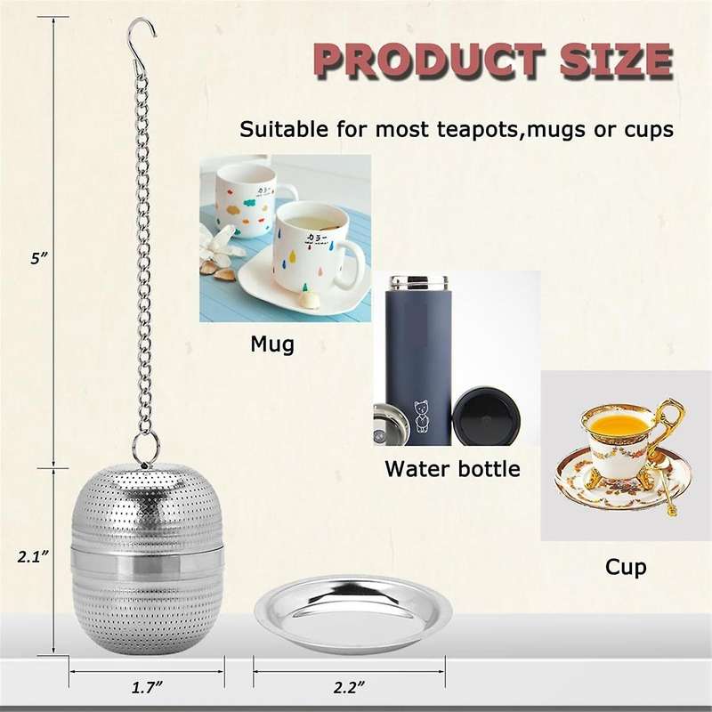 2Pcs Tea Infuser, Stainless Steel Tea Strainer, Ball Mesh Tea Strainer, for Tea, Spices and Most Cup