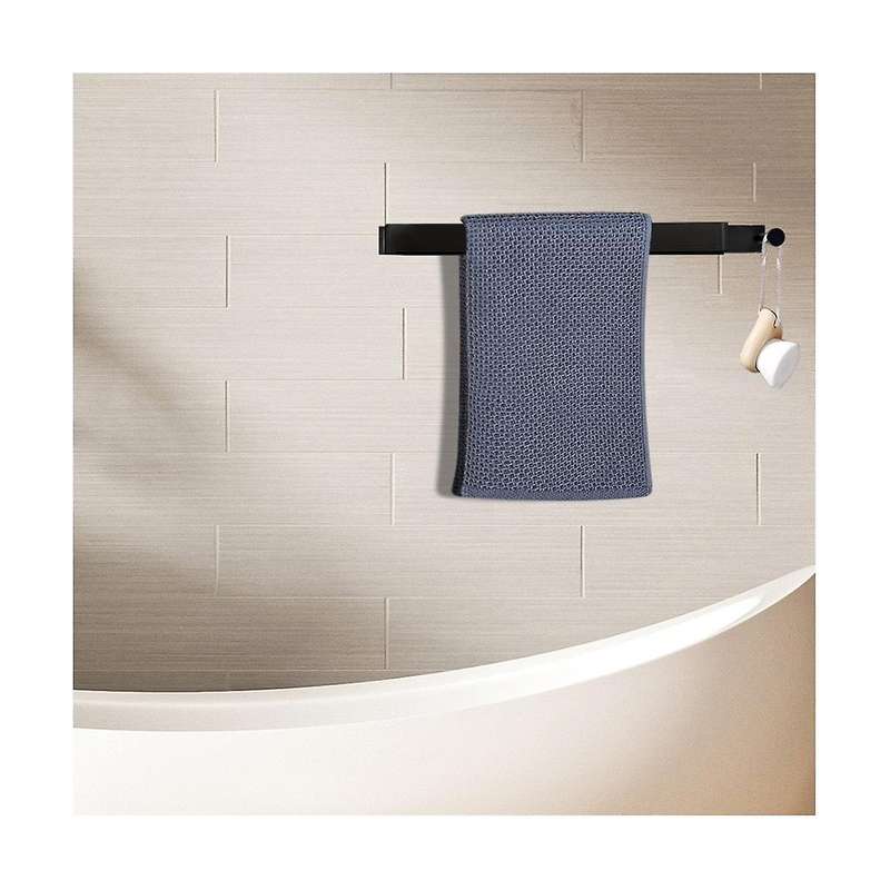 2pcs Towel Holder No Drilling Self-adhesive Towel Rail Black Stainless Steel Bath Towel Holder Adhe