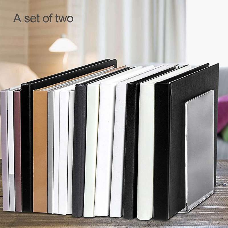 2pcs Transparent Acrylic Bookends L- Bookshelf