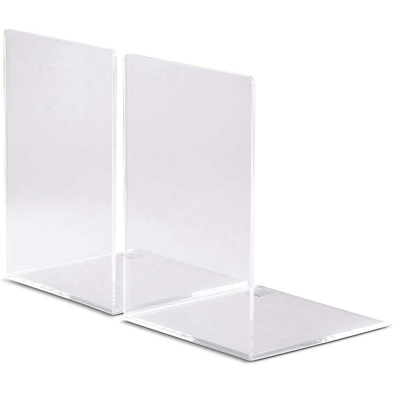 2pcs Transparent Acrylic Bookends L- Bookshelf
