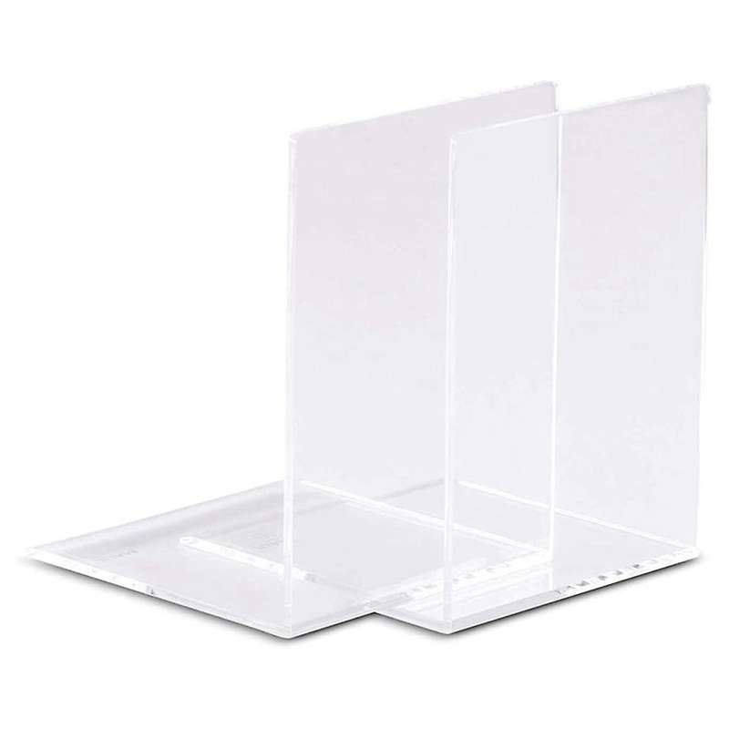 2pcs Transparent Acrylic Bookends L- Bookshelf