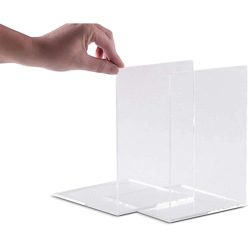 2pcs Transparent Acrylic Bookends L- Bookshelf