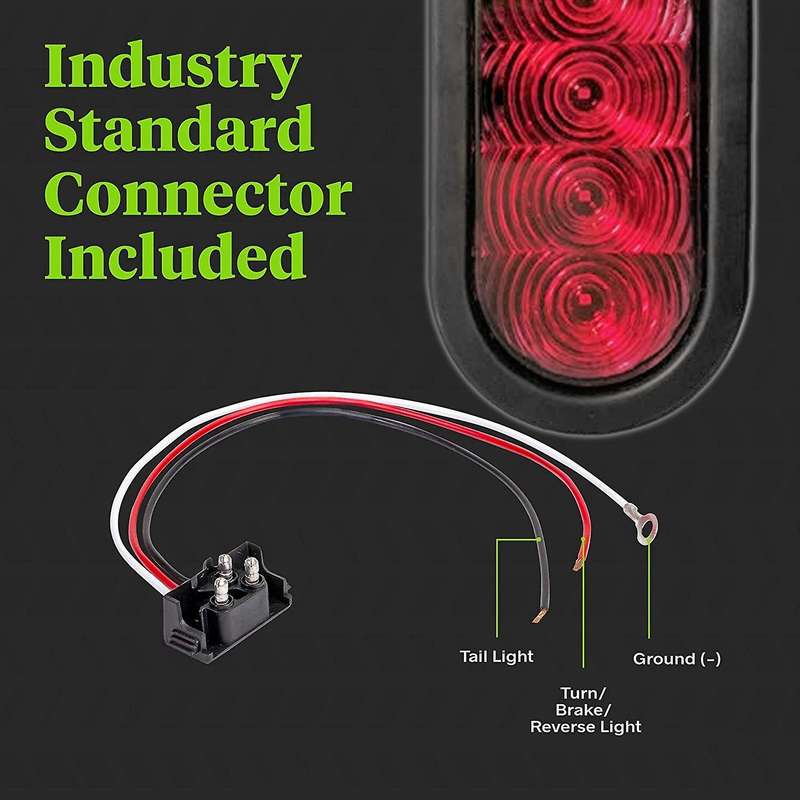 2PCS Trailer Truck Boat Bus Red LED 6 inch Oval Inch Oval Stop Turn Tail Brake Light Marker Lights S
