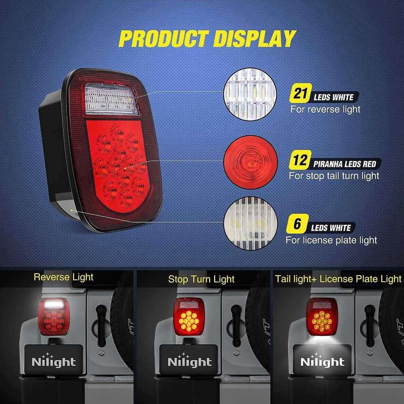 2PCS Truck Tail Light 12V 39 LED Trailer Brake Light LED Signal Light for Truck, Trailer, Boat, , SU