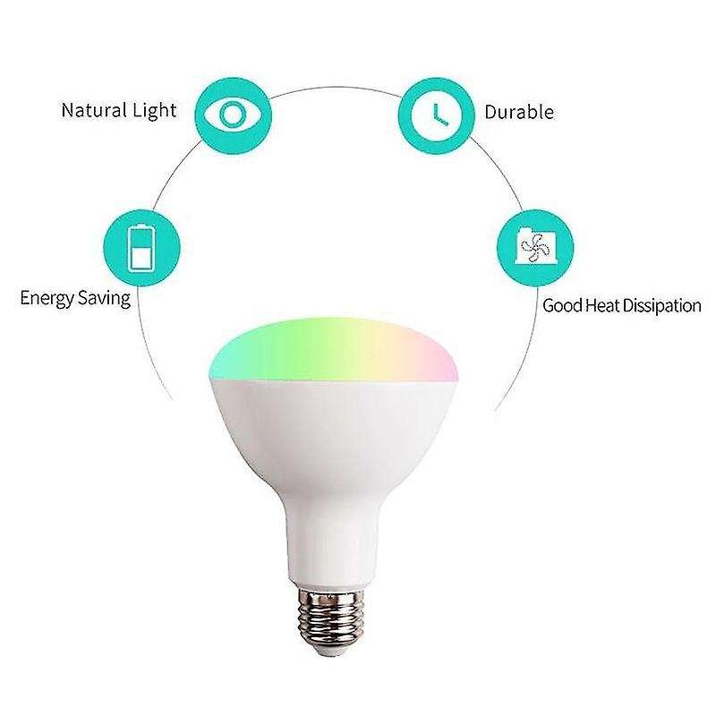 2Pcs Tuya Smart Wifi Light Bulb BR30 Dimmable, E27 850Lm RGB 2700K to 6500K 9W Lamp Works with Alexa