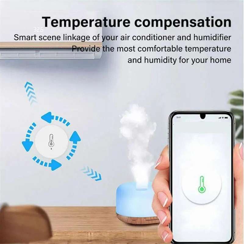 2PCS Tuya ZigBee Smart Temperature and Humidity Sensor Work with Alexa Home Smart Life App Control