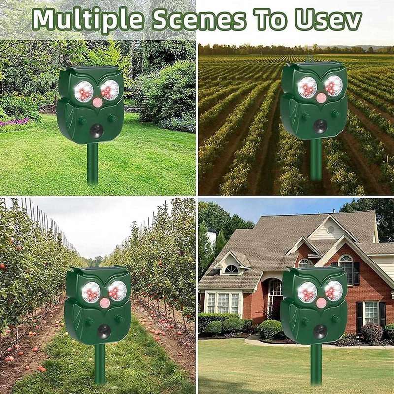 2PCS Ultrasonic Animal Repeller,Motion Detection LED Flash Light,Solar Animal Repellent for Dog Rabb