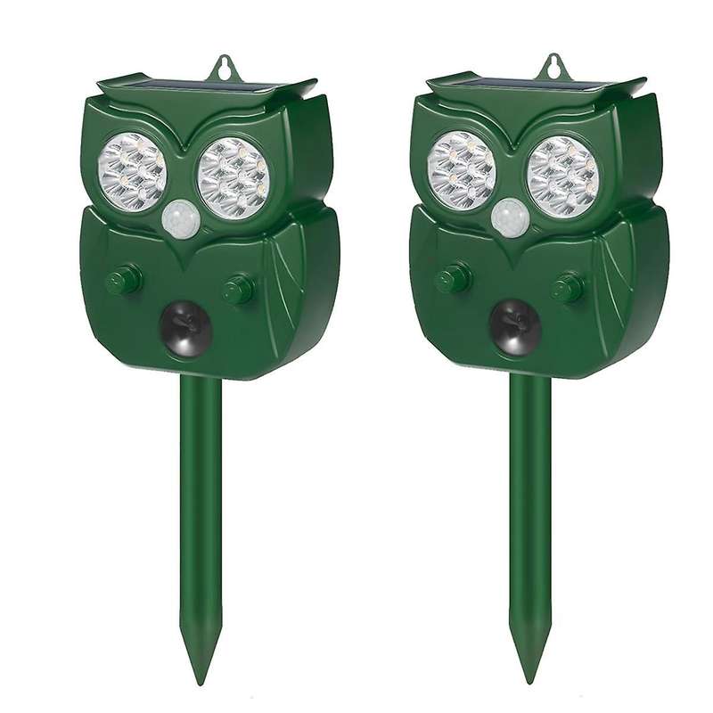 2PCS Ultrasonic Animal Repeller,Motion Detection LED Flash Light,Solar Animal Repellent for Dog Rabb