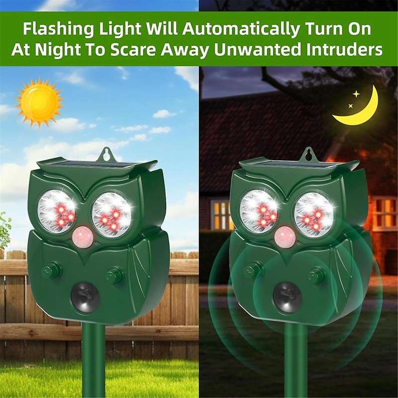 2PCS Ultrasonic Animal Repeller,Motion Detection LED Flash Light,Solar Animal Repellent for Dog Rabb