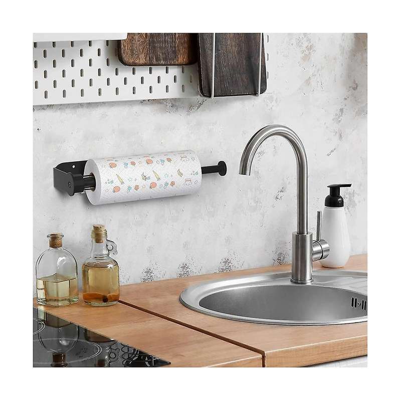 2pcs Under Cabinet Paper Towel Holder Easy Tear Wall Mount Paper Towel Holder with Damping Design