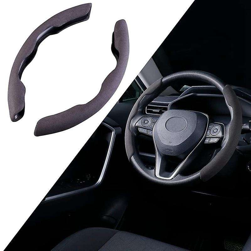 2PCS Universal Auto Car Steering Wheel Cover Suede Anti- Decorative Protection for Etc, Black
