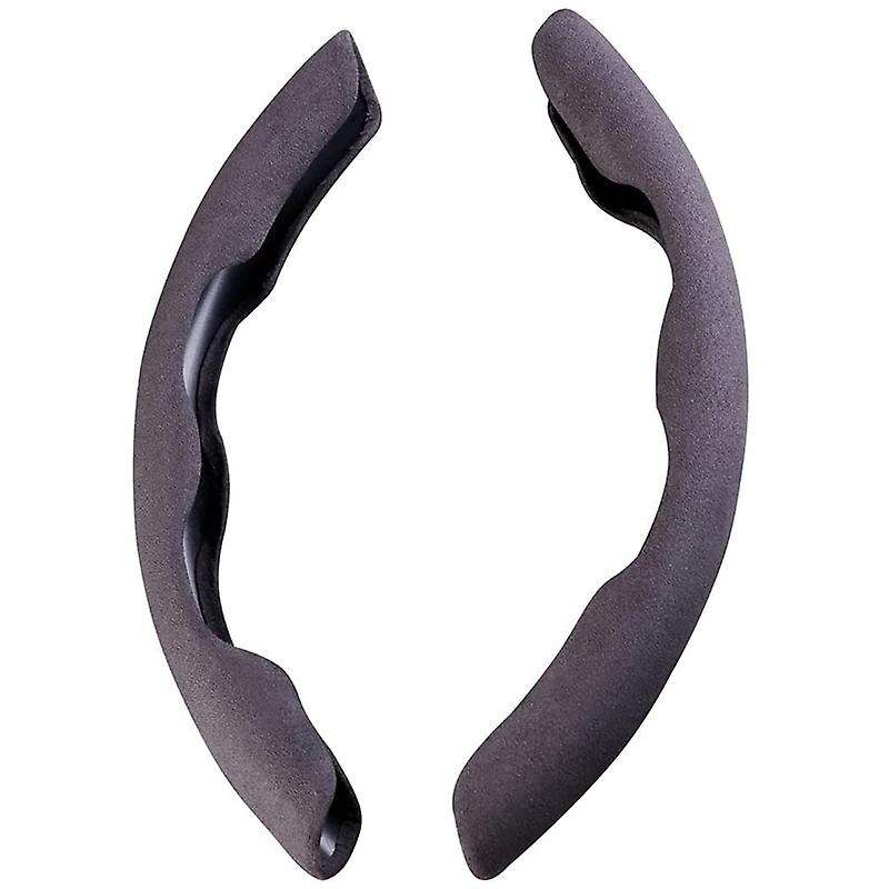 2PCS Universal Auto Car Steering Wheel Cover Suede Anti- Decorative Protection for Etc, Black