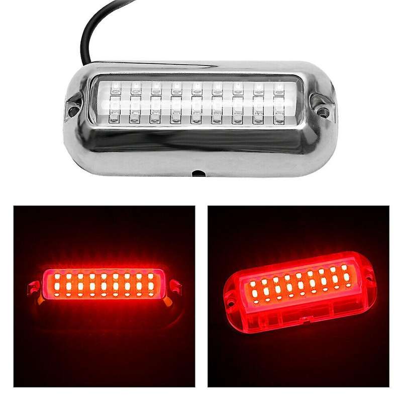 2PCS Universal 3.5 Inch 316SS Cover 27 LED Underwater Pontoon Boat Transom Fishing Light (Red)