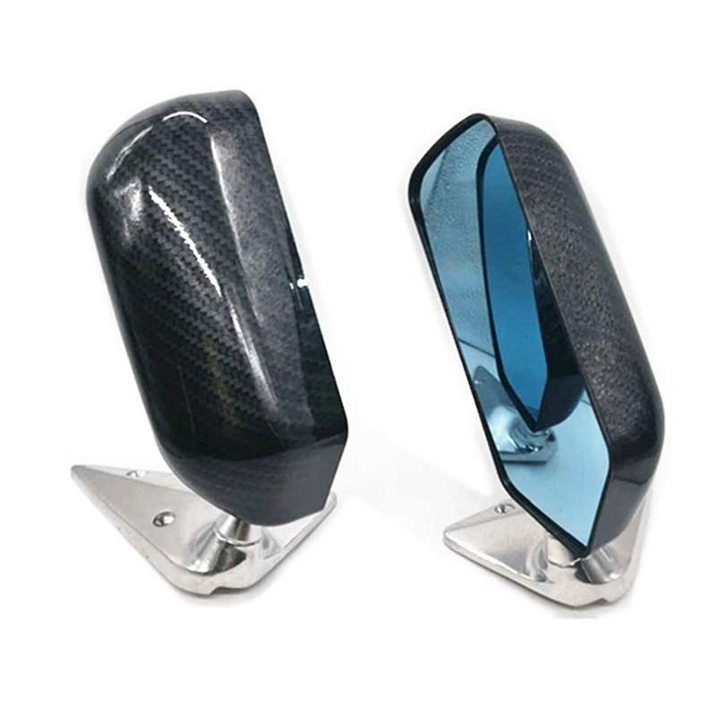 2pcs Universal Car Rearview Side Mirror Craft Square F1 Style with Blue Mirror Surface Metal Bracket