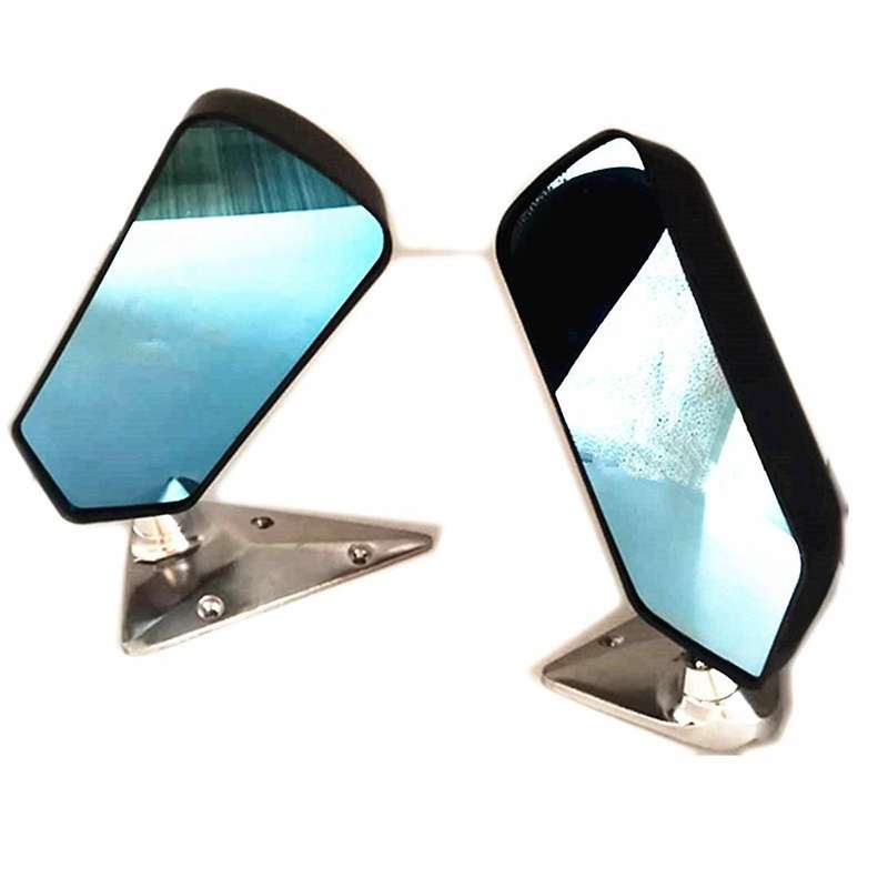 2pcs Universal Car Rearview Side Mirror Craft Square F1 Style with Blue Mirror Surface Metal Bracket