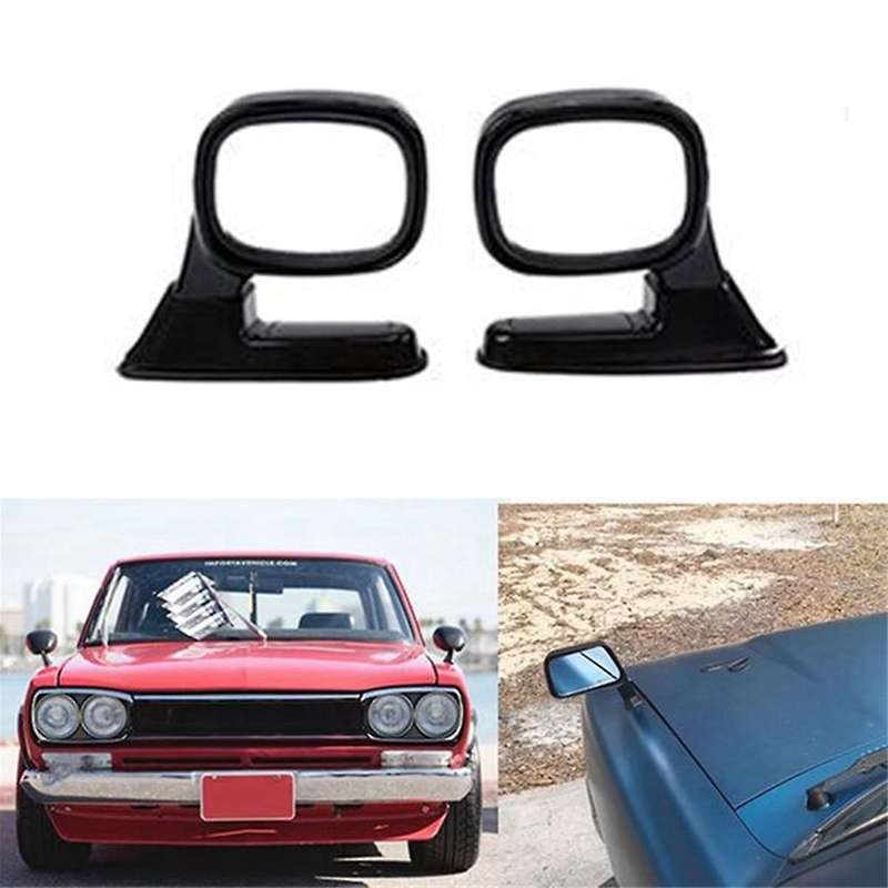 2pcs Universal Hood Side Rear View Mirror Auto Exterior Adjustable Reflector Suv Truck Black