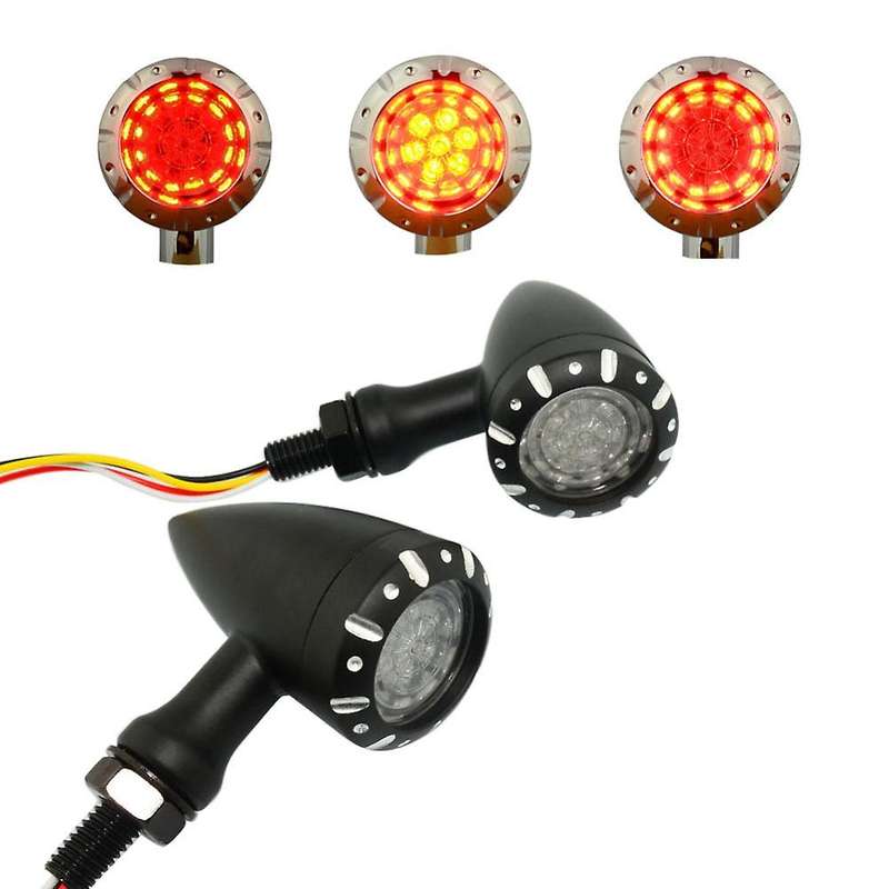 2Pcs Universal Motorcycle LED Brake Blinker Light Turn Signal for Cruiser Chopper Indicator Lights(B
