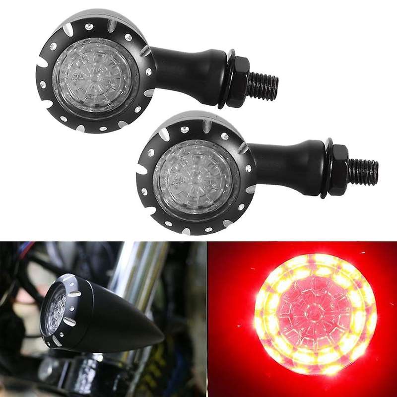 2Pcs Universal Motorcycle LED Brake Blinker Light Turn Signal for Cruiser Chopper Indicator Lights(B