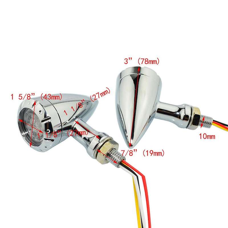 2Pcs Universal Motorcycle LED Brake Blinker Light Turn Signal for Cruiser Chopper Indicator Lights(B