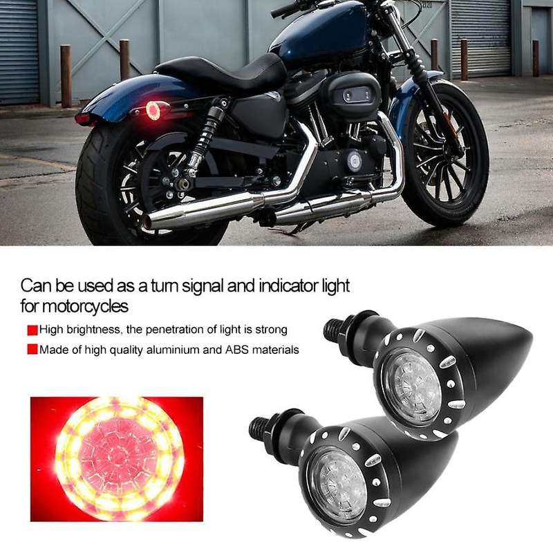 2Pcs Universal Motorcycle LED Brake Blinker Light Turn Signal for Cruiser Chopper Indicator Lights(B