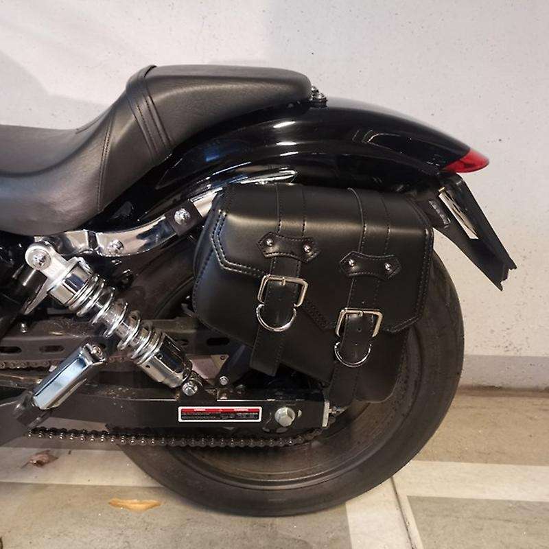 2Pcs Universal Motorcycle Bags PU Leather Saddle Bag for Sportster XL883 XL1200 Cruiser Side Storage