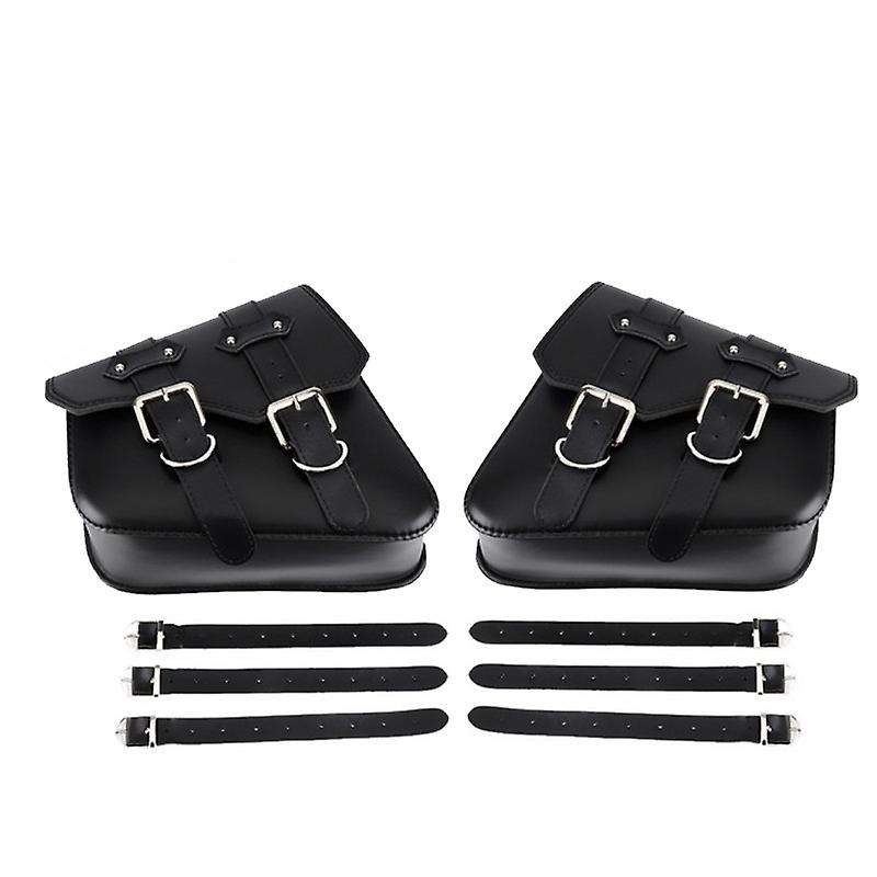 2Pcs Universal Motorcycle Bags PU Leather Saddle Bag for Sportster XL883 XL1200 Cruiser Side Storage
