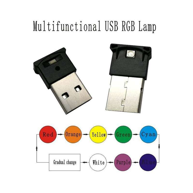 2Pcs Universal Mini USB LED Car Light Auto Interior Atmosphere Light Colorful Decorative Lamp Car Ac