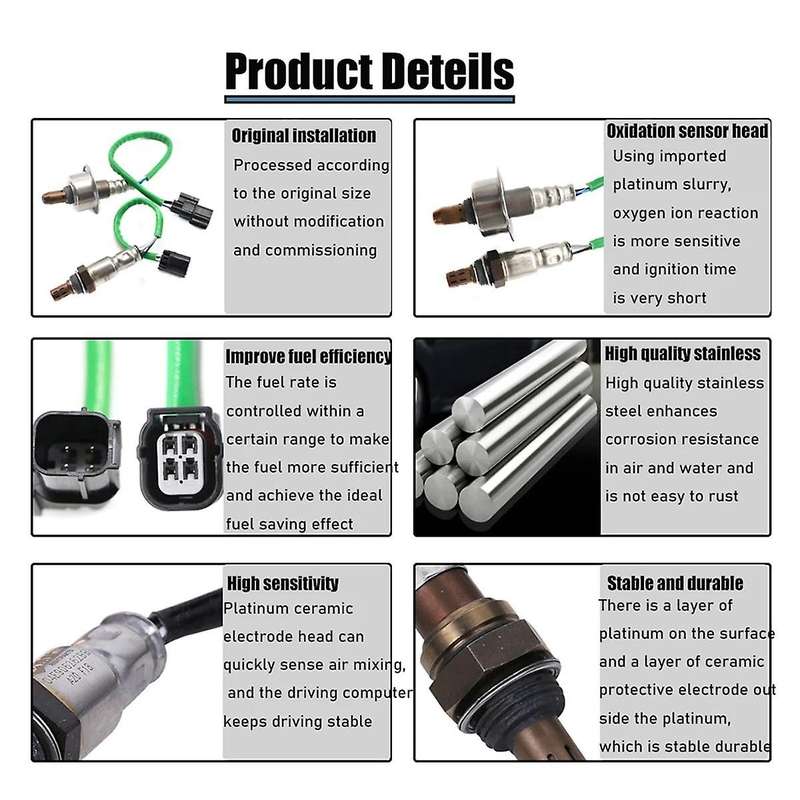 2pcs Up+downstream O2 Oxygen Sensor for Accord 2.4l Tsx 2.4l Exhaust Gas Oxygen Sensor 36531-r40-a01