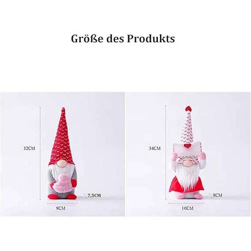 2pcs Valentine's Day Decorative Gnomes, Handmade Valentines Gnomes Plush Decorations, Mini Valentin