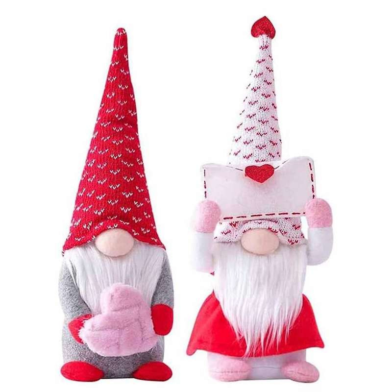 2pcs Valentine's Day Decorative Gnomes, Handmade Valentines Gnomes Plush Decorations, Mini Valentin